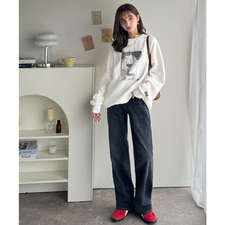 さりげない光沢感が目を惹く♪かすれボックス箔プリント裏起毛スウェット | Classical Elf  | 詳細画像5 