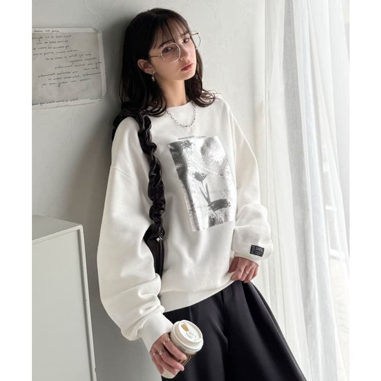 さりげない光沢感が目を惹く♪かすれボックス箔プリント裏起毛スウェット | Classical Elf  | 詳細画像7 