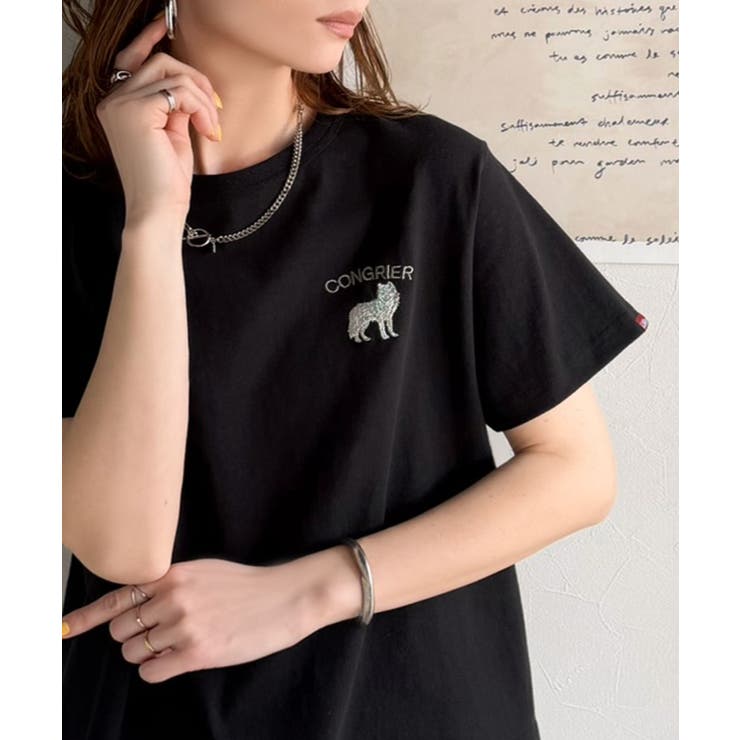 《JaVa ジャバコラボ》大人の遊び心をプラス。綿100％オオカミ刺繍Tシャツ（… | Classical Elf  | 詳細画像8 