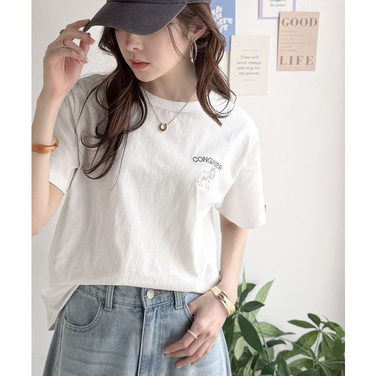 《JaVa ジャバコラボ》大人の遊び心をプラス。綿100％オオカミ刺繍Tシャツ（… | Classical Elf  | 詳細画像3 