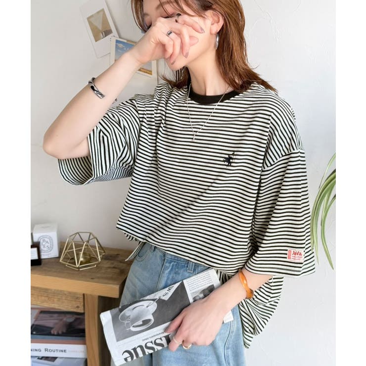 《JaVaジャバコラボ》着回し自在で日常に馴染む♪ 胸刺繍マルチボーダーアソート… | Classical Elf  | 詳細画像4 