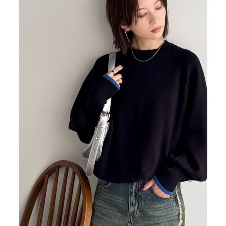 《JaVaジャバコラボ》こなれ感と快適さを両立◎サムホール付き袖リブ配色スウェッ… | Classical Elf  | 詳細画像9 