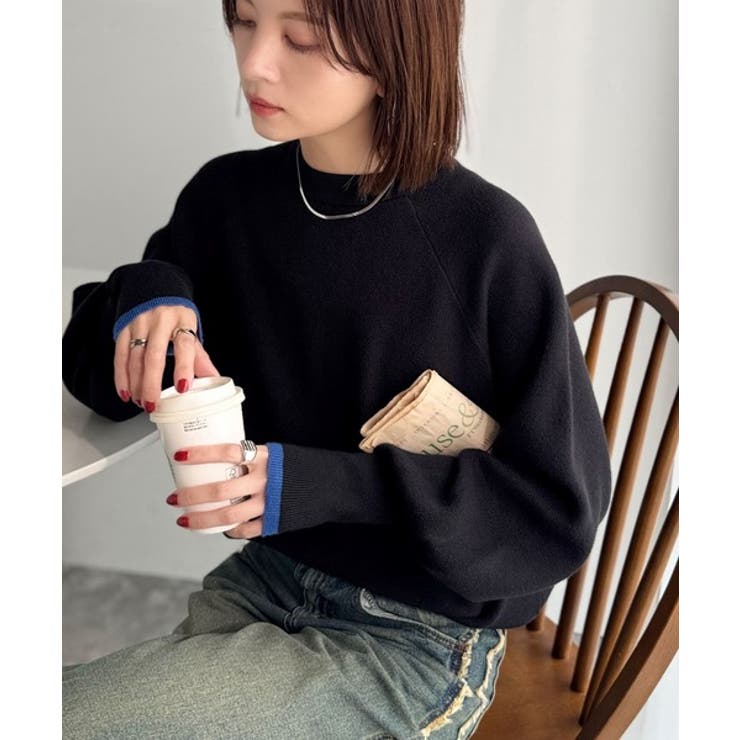 《JaVaジャバコラボ》こなれ感と快適さを両立◎サムホール付き袖リブ配色スウェッ… | Classical Elf  | 詳細画像10 