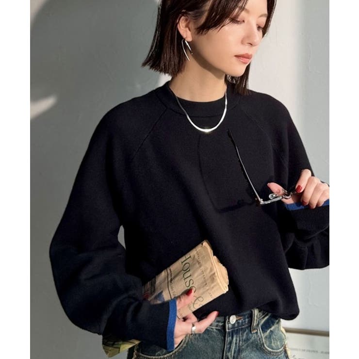 《JaVaジャバコラボ》こなれ感と快適さを両立◎サムホール付き袖リブ配色スウェッ… | Classical Elf  | 詳細画像12 