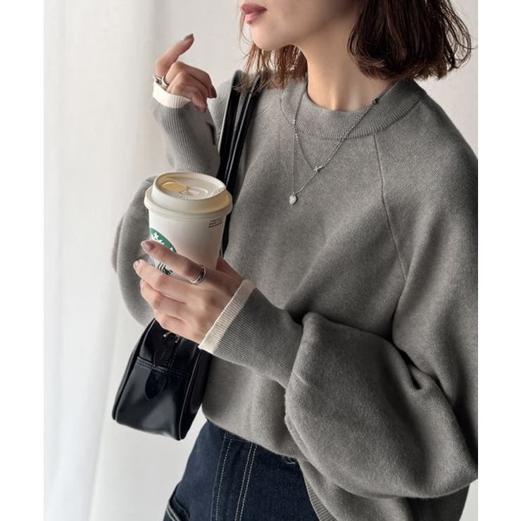 《JaVaジャバコラボ》こなれ感と快適さを両立◎サムホール付き袖リブ配色スウェッ… | Classical Elf  | 詳細画像17 