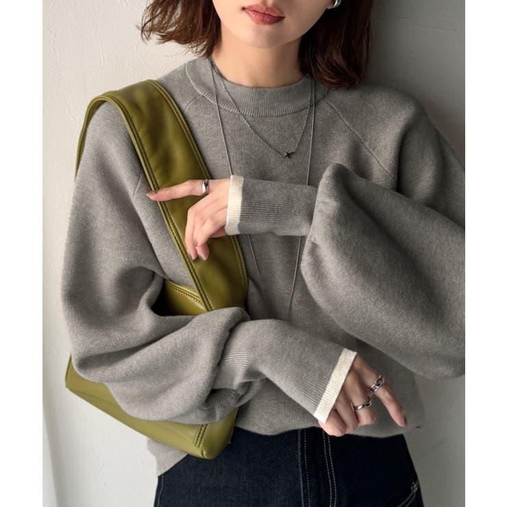 《JaVaジャバコラボ》こなれ感と快適さを両立◎サムホール付き袖リブ配色スウェッ… | Classical Elf  | 詳細画像18 