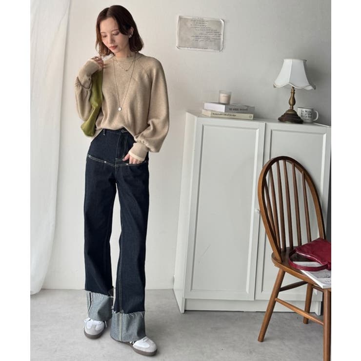 《JaVaジャバコラボ》こなれ感と快適さを両立◎サムホール付き袖リブ配色スウェッ… | Classical Elf  | 詳細画像28 