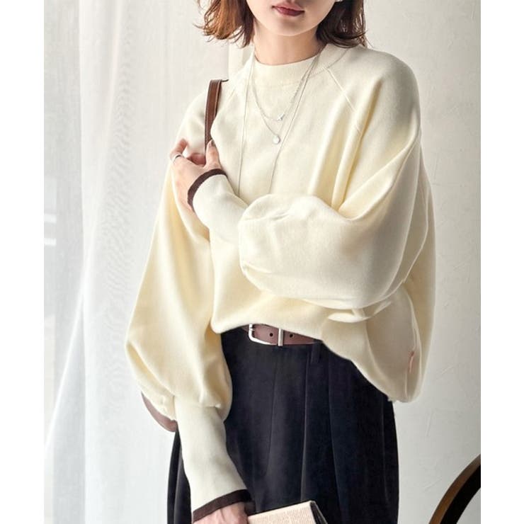 《JaVaジャバコラボ》こなれ感と快適さを両立◎サムホール付き袖リブ配色スウェッ… | Classical Elf  | 詳細画像2 