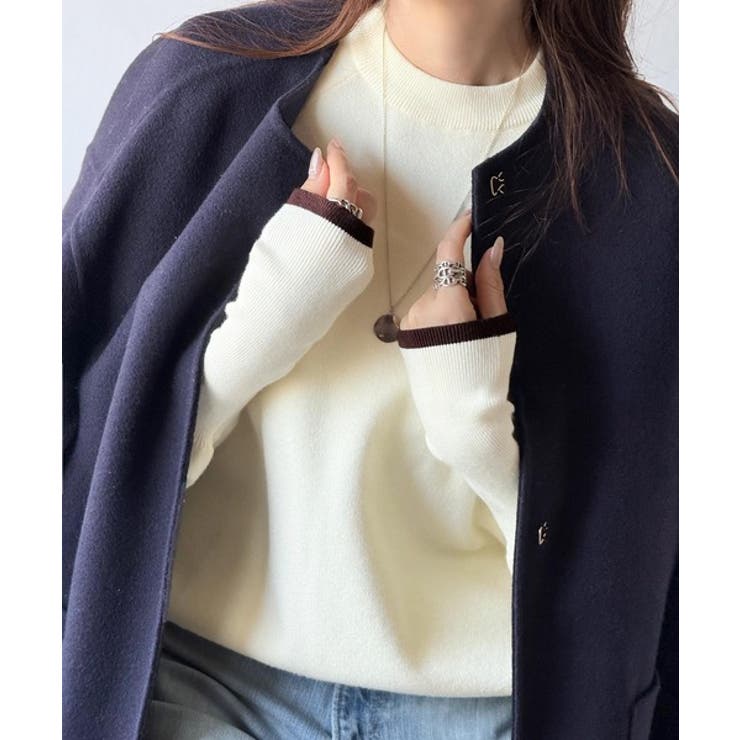 《JaVaジャバコラボ》こなれ感と快適さを両立◎サムホール付き袖リブ配色スウェッ… | Classical Elf  | 詳細画像4 