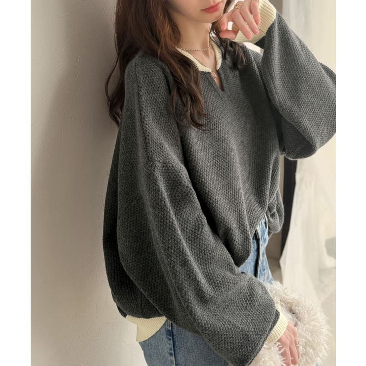 《JaVaジャバコラボ》ざっくり×配色が旬顔。配色スキッパーオーバーサイズ鹿の子… | Classical Elf  | 詳細画像29 