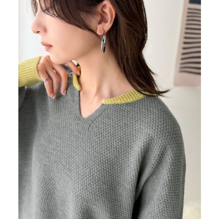 《JaVaジャバコラボ》ざっくり×配色が旬顔。配色スキッパーオーバーサイズ鹿の子… | Classical Elf  | 詳細画像51 