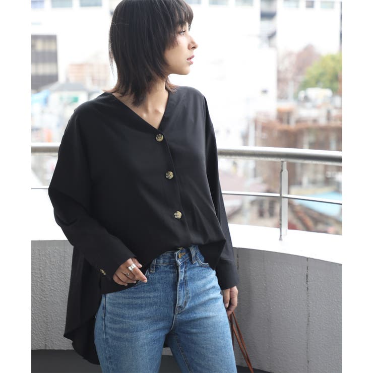 ブラック | バックフレア ブラウス シャツ | Classical Elf 