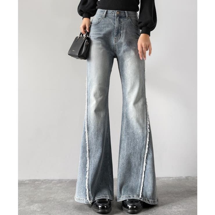 とにかく美脚！サイドフリンジ使いヴィンテージ風デニムフレアパンツ | Classical Elf  | 詳細画像34 