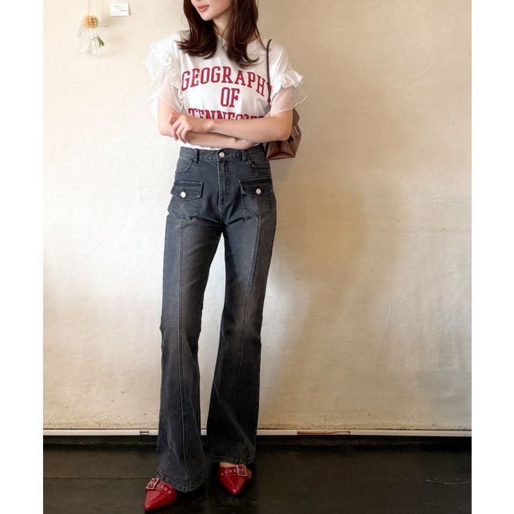 【mily bilet】脚、盛れすぎ注意！ポケットデザインストレッチフレアデニム | Classical Elf  | 詳細画像7 