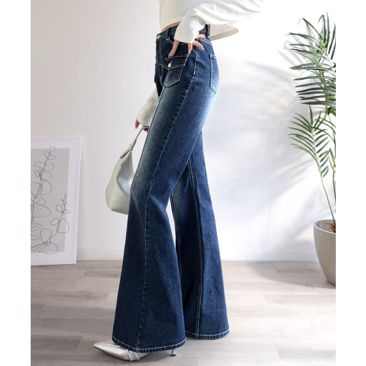 【mily bilet】脚、盛れすぎ注意！ポケットデザインストレッチフレアデニム | Classical Elf  | 詳細画像11 