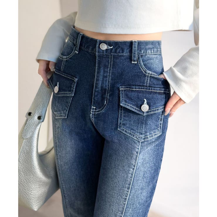 【mily bilet】脚、盛れすぎ注意！ポケットデザインストレッチフレアデニム | Classical Elf  | 詳細画像13 