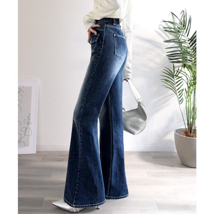 【mily bilet】脚、盛れすぎ注意！ポケットデザインストレッチフレアデニム | Classical Elf  | 詳細画像15 