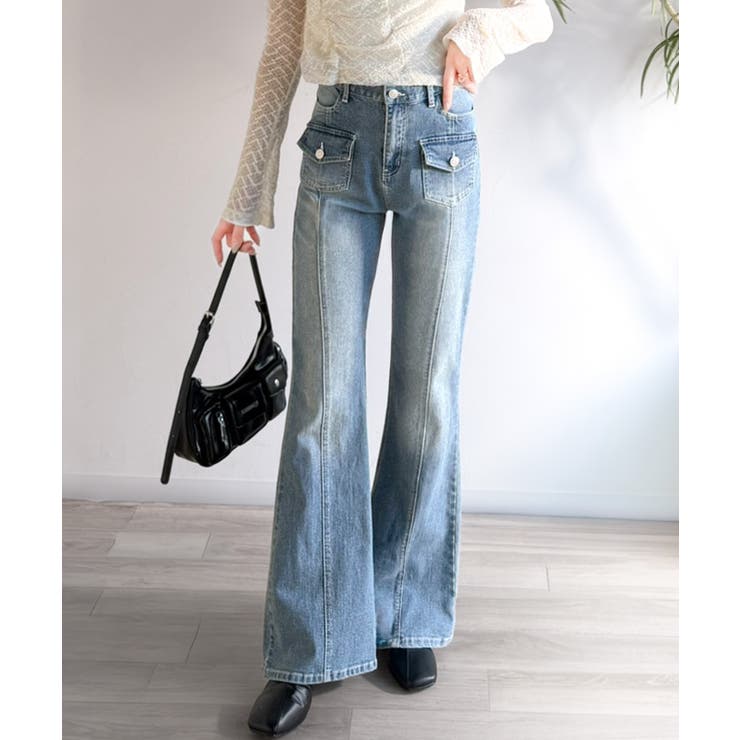 【mily bilet】脚、盛れすぎ注意！ポケットデザインストレッチフレアデニム | Classical Elf  | 詳細画像21 