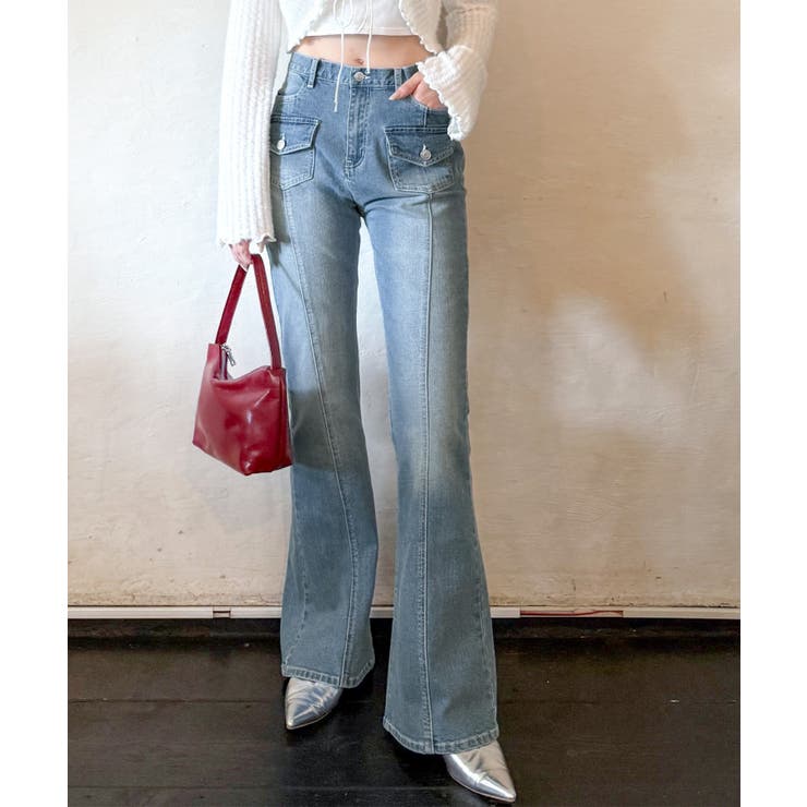 【mily bilet】脚、盛れすぎ注意！ポケットデザインストレッチフレアデニム | Classical Elf  | 詳細画像26 