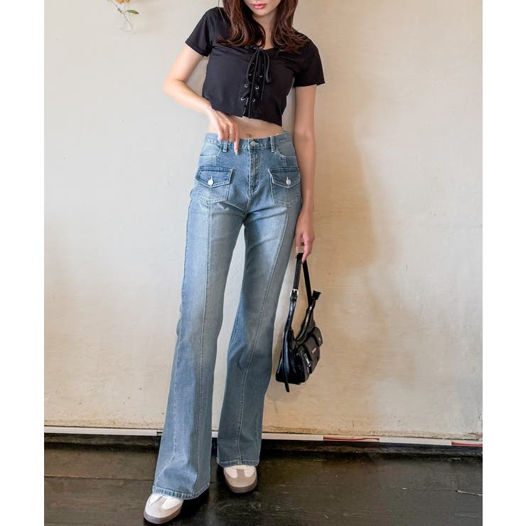 【mily bilet】脚、盛れすぎ注意！ポケットデザインストレッチフレアデニム | Classical Elf  | 詳細画像29 