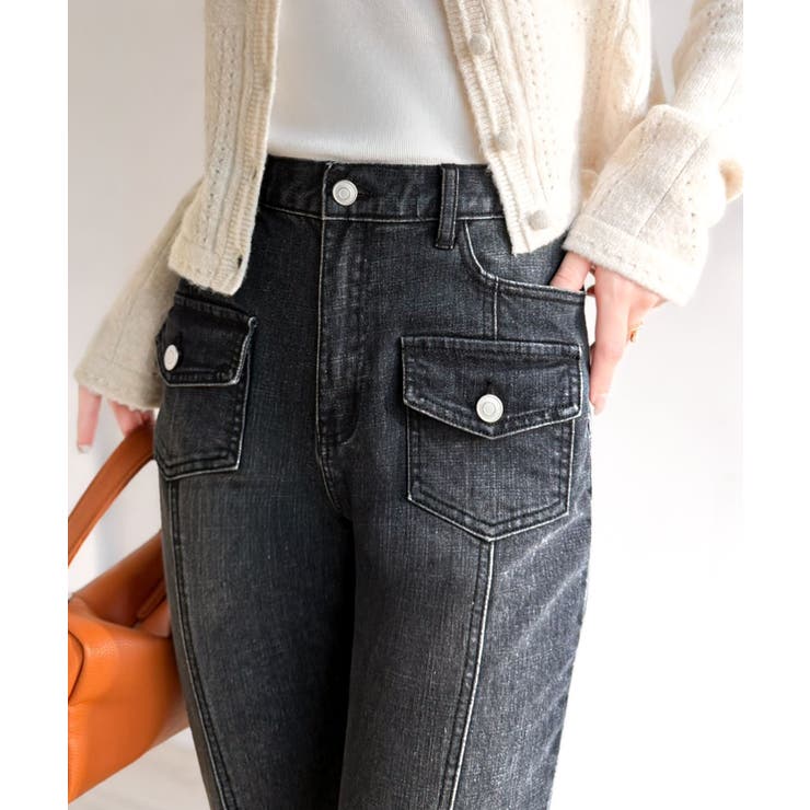 【mily bilet】脚、盛れすぎ注意！ポケットデザインストレッチフレアデニム | Classical Elf  | 詳細画像3 