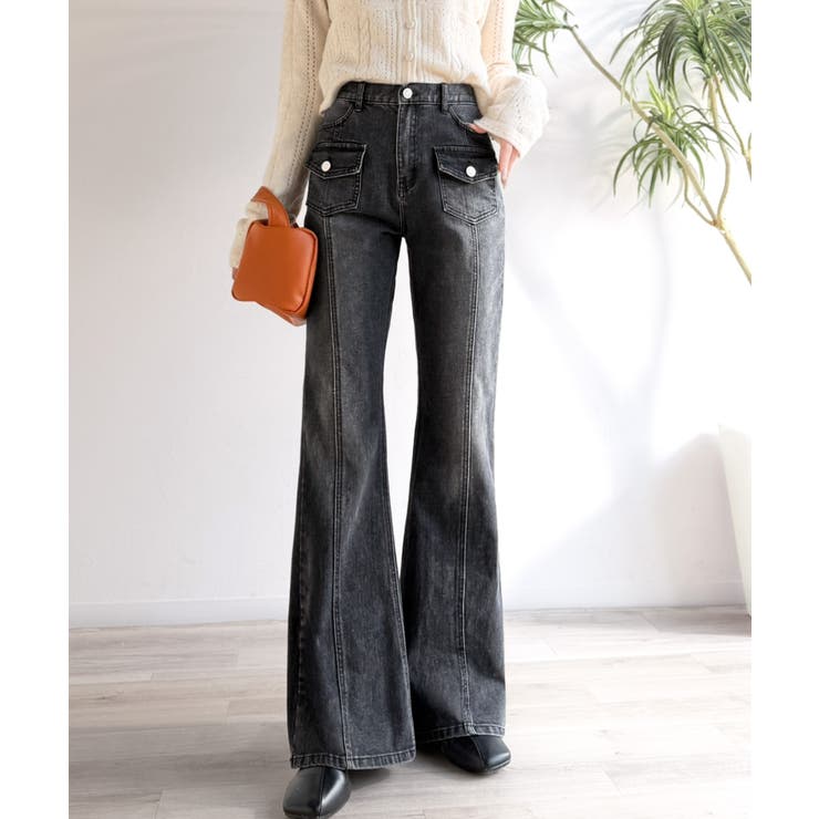 【mily bilet】脚、盛れすぎ注意！ポケットデザインストレッチフレアデニム | Classical Elf  | 詳細画像4 