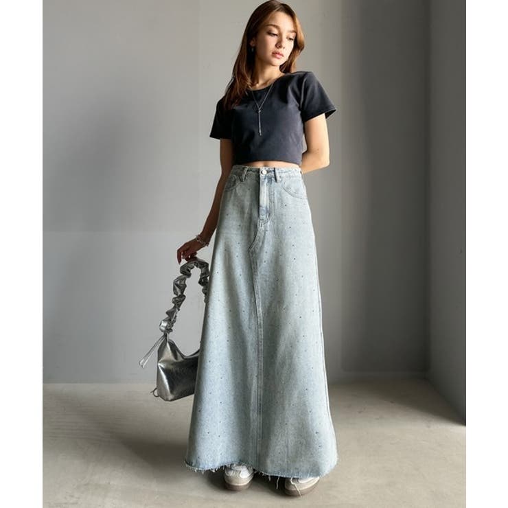 【mily bilet】上品なAライン。ビジューストーン付きフレアスカート | Classical Elf  | 詳細画像9 