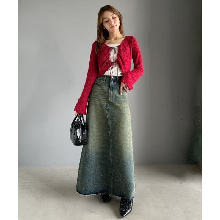 【mily bilet】上品なAライン。ビジューストーン付きフレアスカート | Classical Elf  | 詳細画像25 