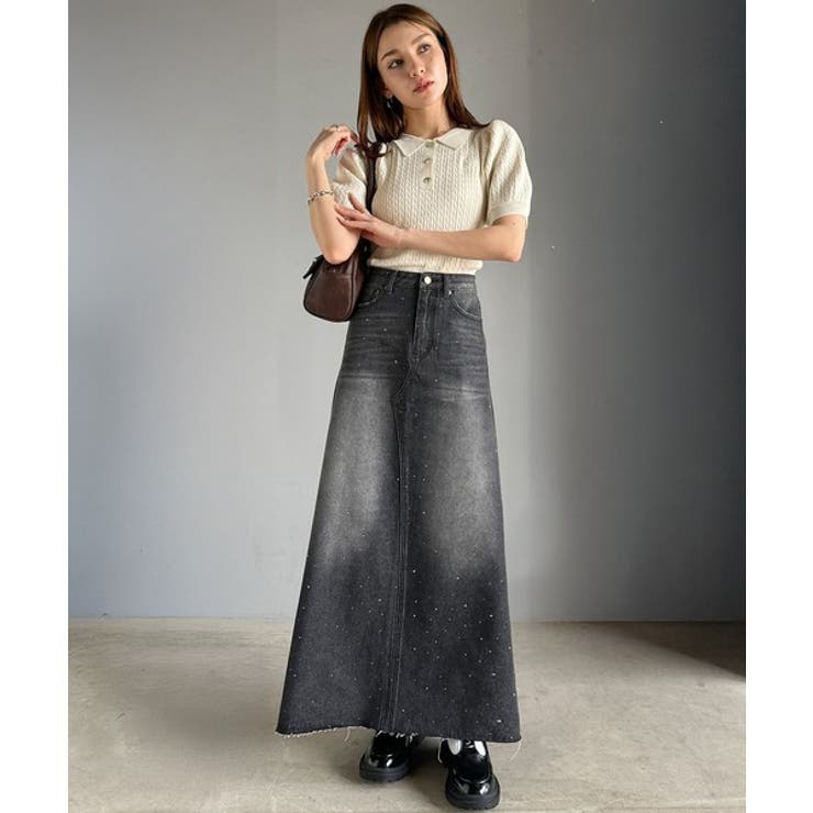 【mily bilet】上品なAライン。ビジューストーン付きフレアスカート | Classical Elf  | 詳細画像2 