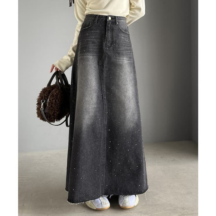 【mily bilet】上品なAライン。ビジューストーン付きフレアスカート | Classical Elf  | 詳細画像3 