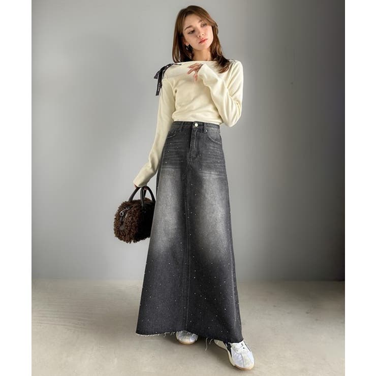 【mily bilet】上品なAライン。ビジューストーン付きフレアスカート | Classical Elf  | 詳細画像4 