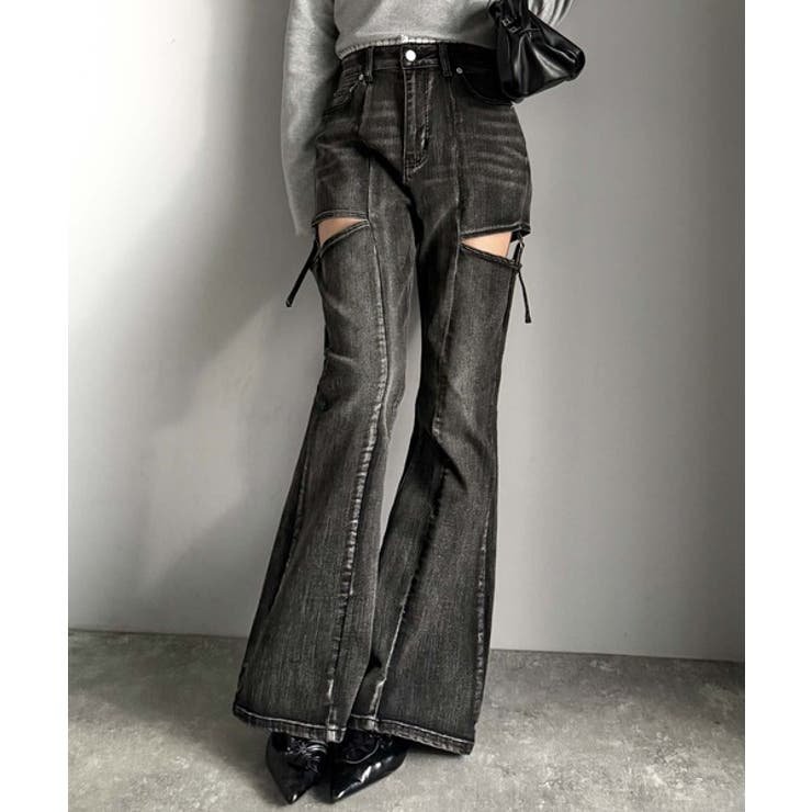 甘すぎないスリットで肌魅せ美脚。ウエストピコレースカットアウトリボン使いデニムパ… | Classical Elf  | 詳細画像8 