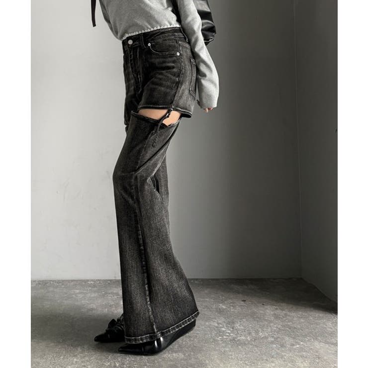 甘すぎないスリットで肌魅せ美脚。ウエストピコレースカットアウトリボン使いデニムパ… | Classical Elf  | 詳細画像9 