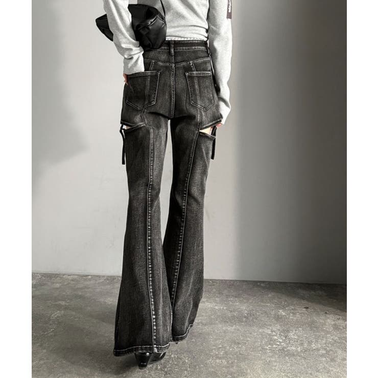 甘すぎないスリットで肌魅せ美脚。ウエストピコレースカットアウトリボン使いデニムパ… | Classical Elf  | 詳細画像10 