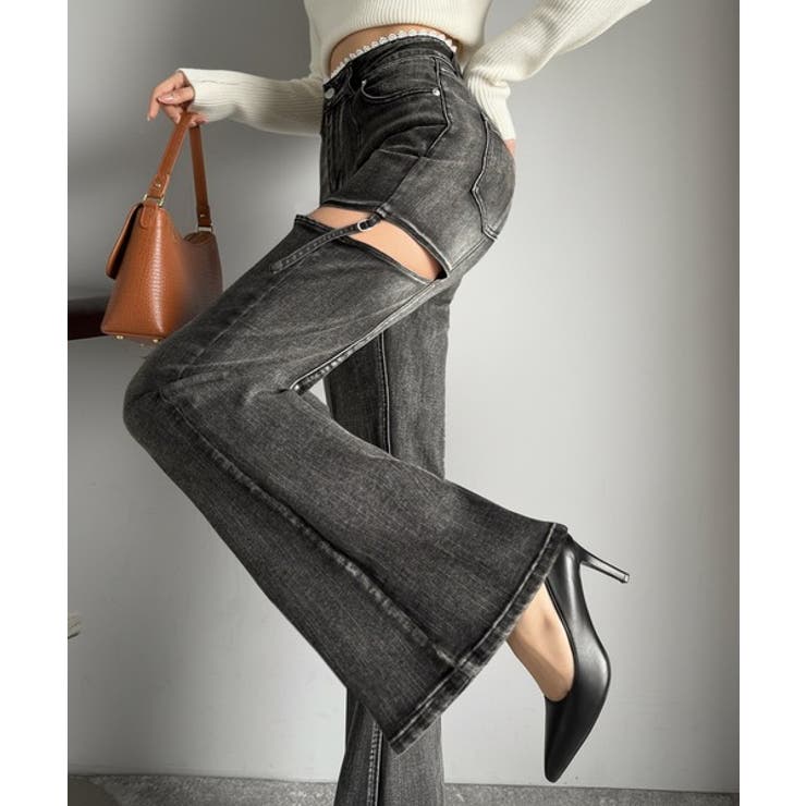 甘すぎないスリットで肌魅せ美脚。ウエストピコレースカットアウトリボン使いデニムパ… | Classical Elf  | 詳細画像13 