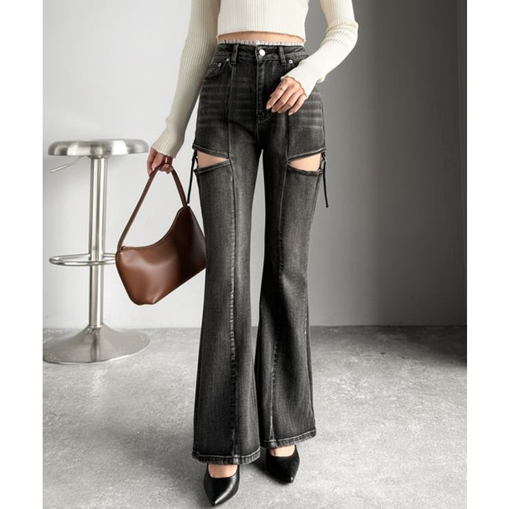 甘すぎないスリットで肌魅せ美脚。ウエストピコレースカットアウトリボン使いデニムパ… | Classical Elf  | 詳細画像14 