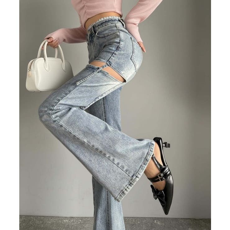 甘すぎないスリットで肌魅せ美脚。ウエストピコレースカットアウトリボン使いデニムパ… | Classical Elf  | 詳細画像26 