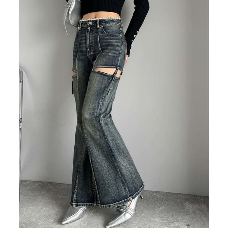 甘すぎないスリットで肌魅せ美脚。ウエストピコレースカットアウトリボン使いデニムパ… | Classical Elf  | 詳細画像37 