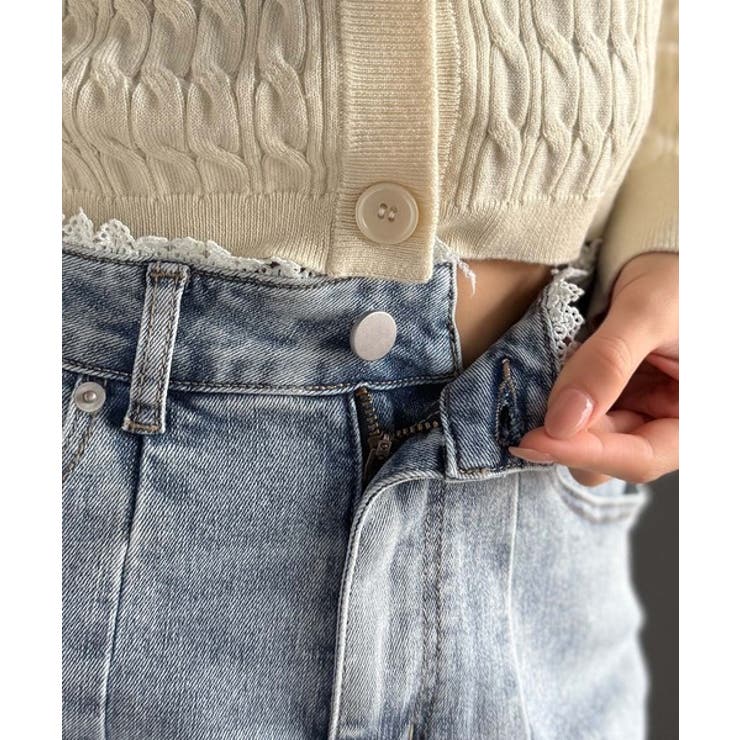 甘すぎないスリットで肌魅せ美脚。ウエストピコレースカットアウトリボン使いデニムパ… | Classical Elf  | 詳細画像39 