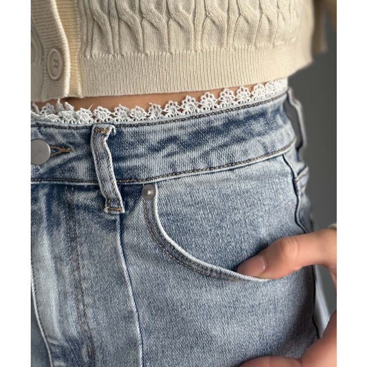 甘すぎないスリットで肌魅せ美脚。ウエストピコレースカットアウトリボン使いデニムパ… | Classical Elf  | 詳細画像40 