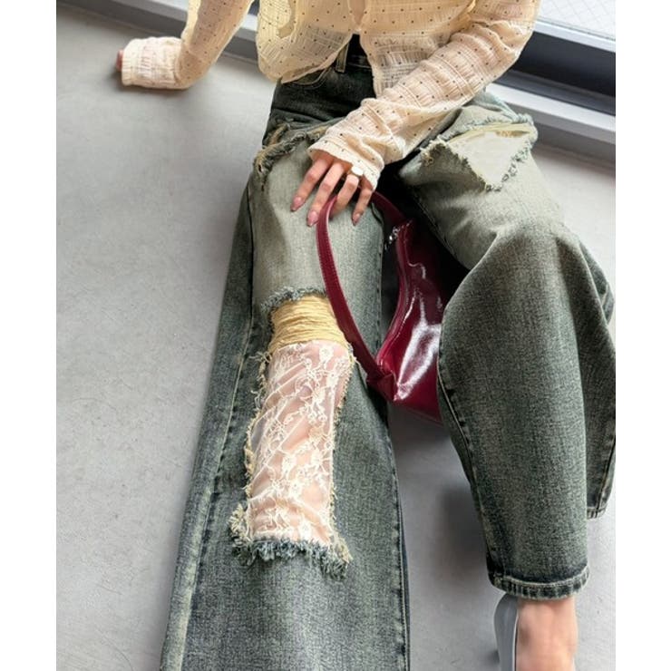 【mily bilet】ラフに可愛く、ちょっと大胆。ダメージレースデニムパンツ（… | Classical Elf  | 詳細画像30 