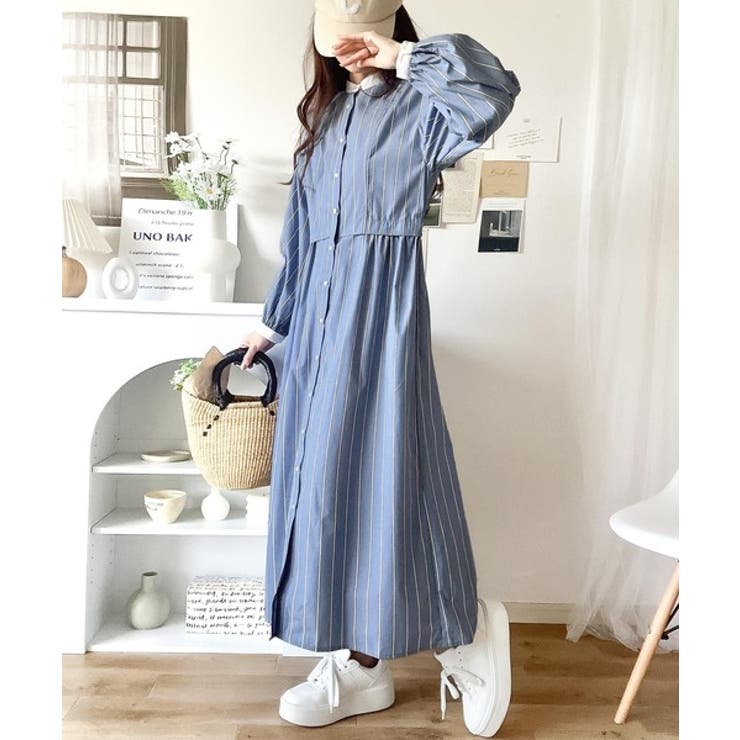 mily bilet】1枚で主役級。マルチストライプクレリックシャツ