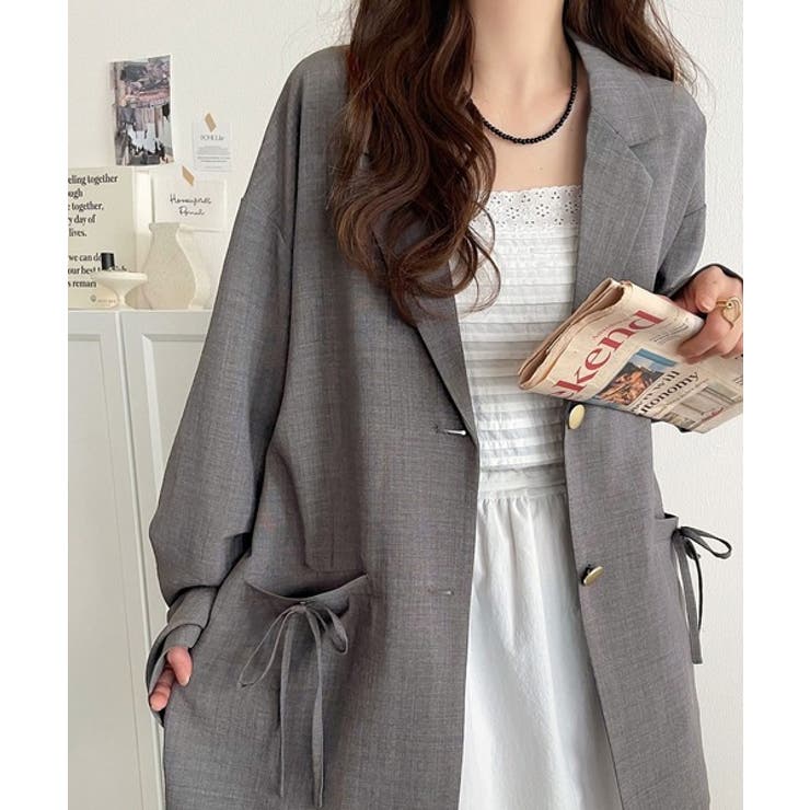 軽やかで大人可愛い。リネンライクリボンストラップ付きテーラージャケット | Classical Elf  | 詳細画像9