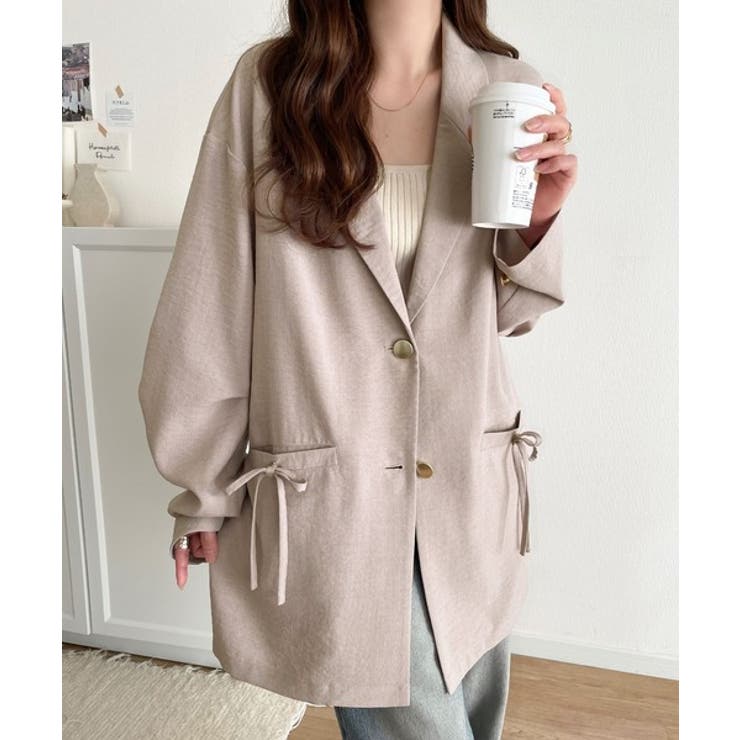 軽やかで大人可愛い。リネンライクリボンストラップ付きテーラージャケット | Classical Elf  | 詳細画像13