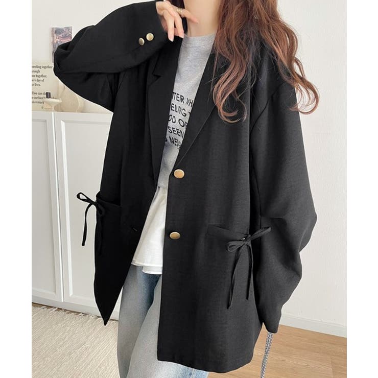 軽やかで大人可愛い。リネンライクリボンストラップ付きテーラージャケット | Classical Elf  | 詳細画像3