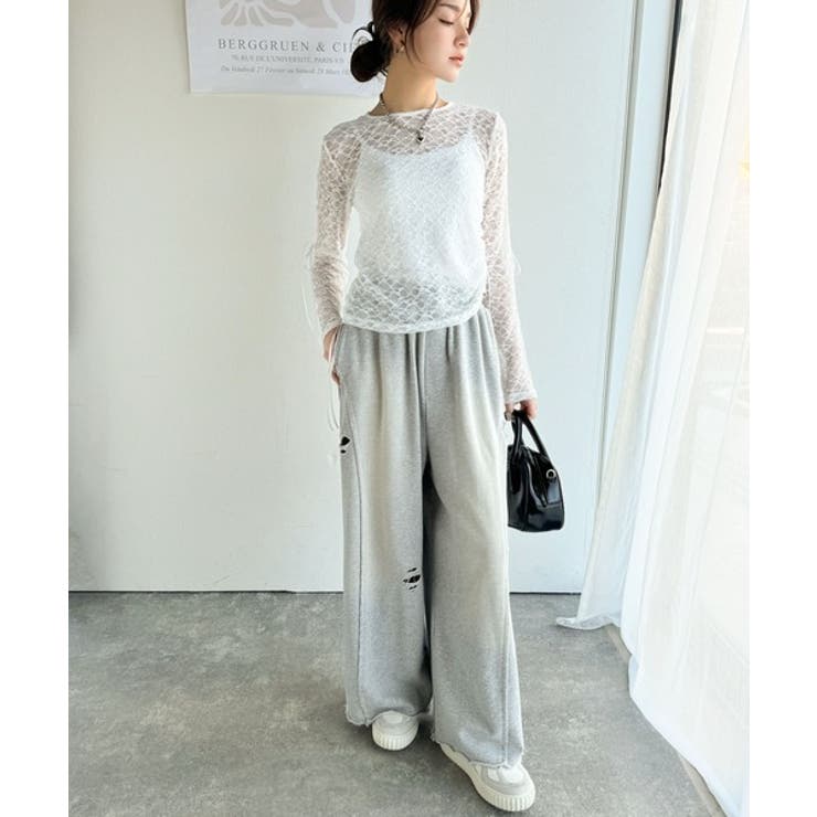 着るだけでおしゃれ度UP！シアージャガード総レースサイドサテンリボントップス | Classical Elf  | 詳細画像9 