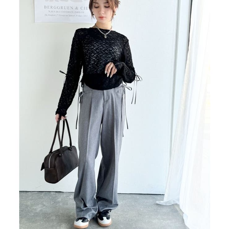 着るだけでおしゃれ度UP！シアージャガード総レースサイドサテンリボントップス | Classical Elf  | 詳細画像16 