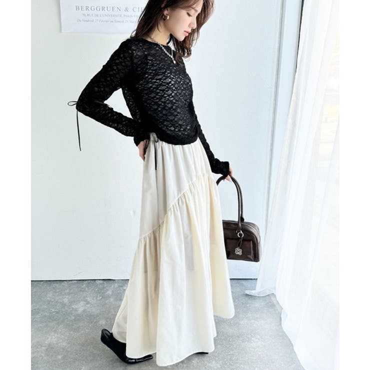 着るだけでおしゃれ度UP！シアージャガード総レースサイドサテンリボントップス | Classical Elf  | 詳細画像18 