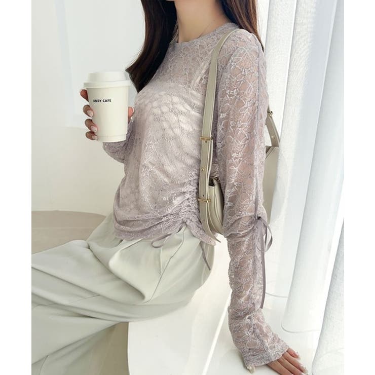 着るだけでおしゃれ度UP！シアージャガード総レースサイドサテンリボントップス | Classical Elf  | 詳細画像24 