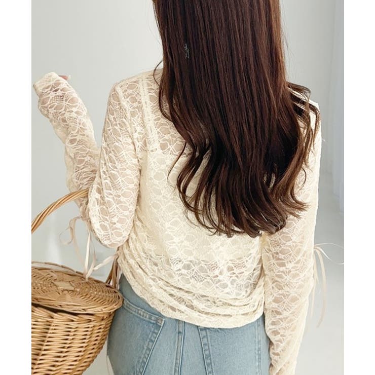 着るだけでおしゃれ度UP！シアージャガード総レースサイドサテンリボントップス | Classical Elf  | 詳細画像28 